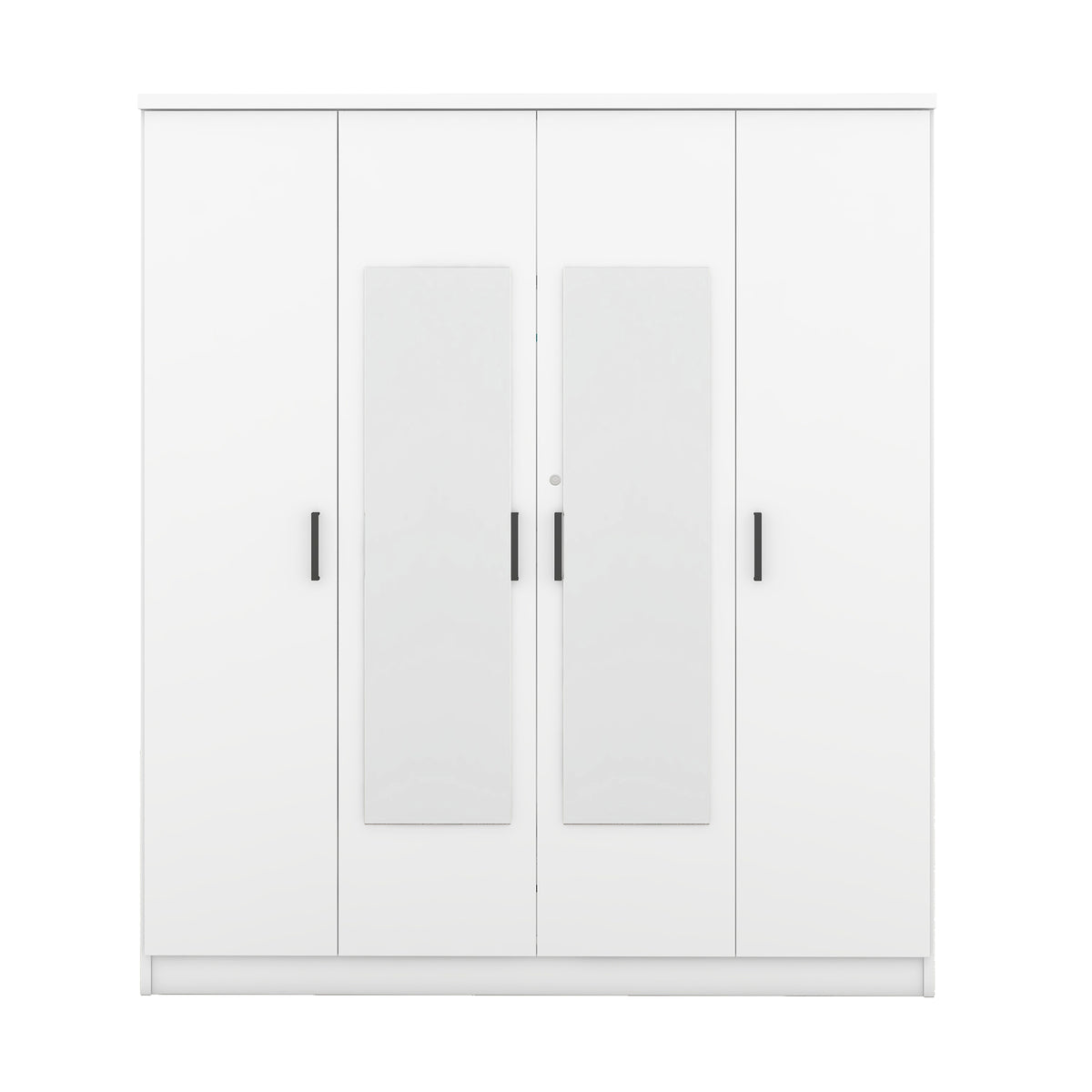 White plywood mirror wardrobe with 4 doors, modern design by Anthony & Home, limited edition storage solution for bedroom.