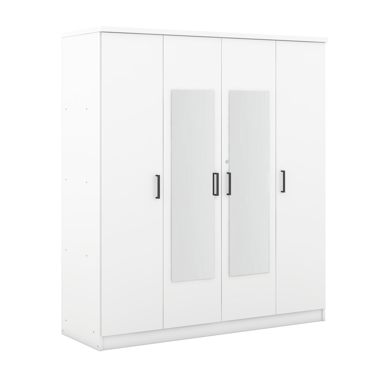 White plywood mirror wardrobe with four doors, limited edition by Anthony & Home, featuring a sleek and modern design.