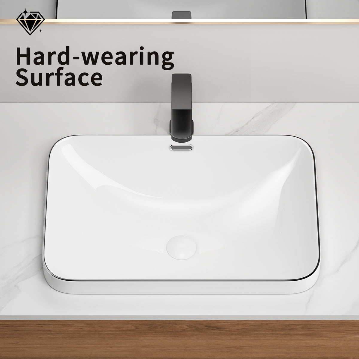 Porcelain undermount sink from Anthony & Home with smooth, white finish and sleek design, ideal for modern bathroom or kitchen.