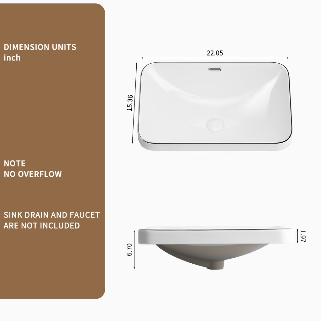 White porcelain undermount sink by Anthony & Home, showcasing smooth surface and classic design for bathroom or kitchen installation.