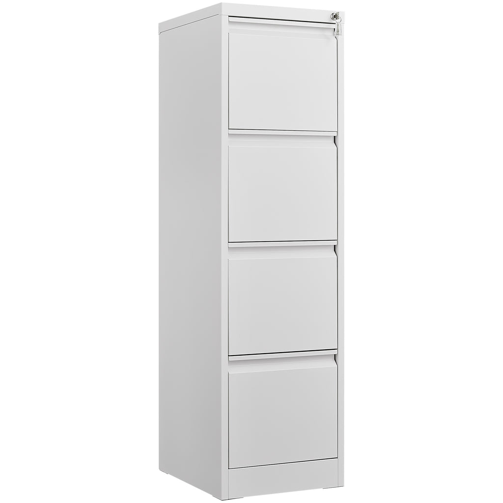 Four-drawer powder-coated steel vertical file cabinet by Anthony & Home, with sleek modern design and secure drawer handles.