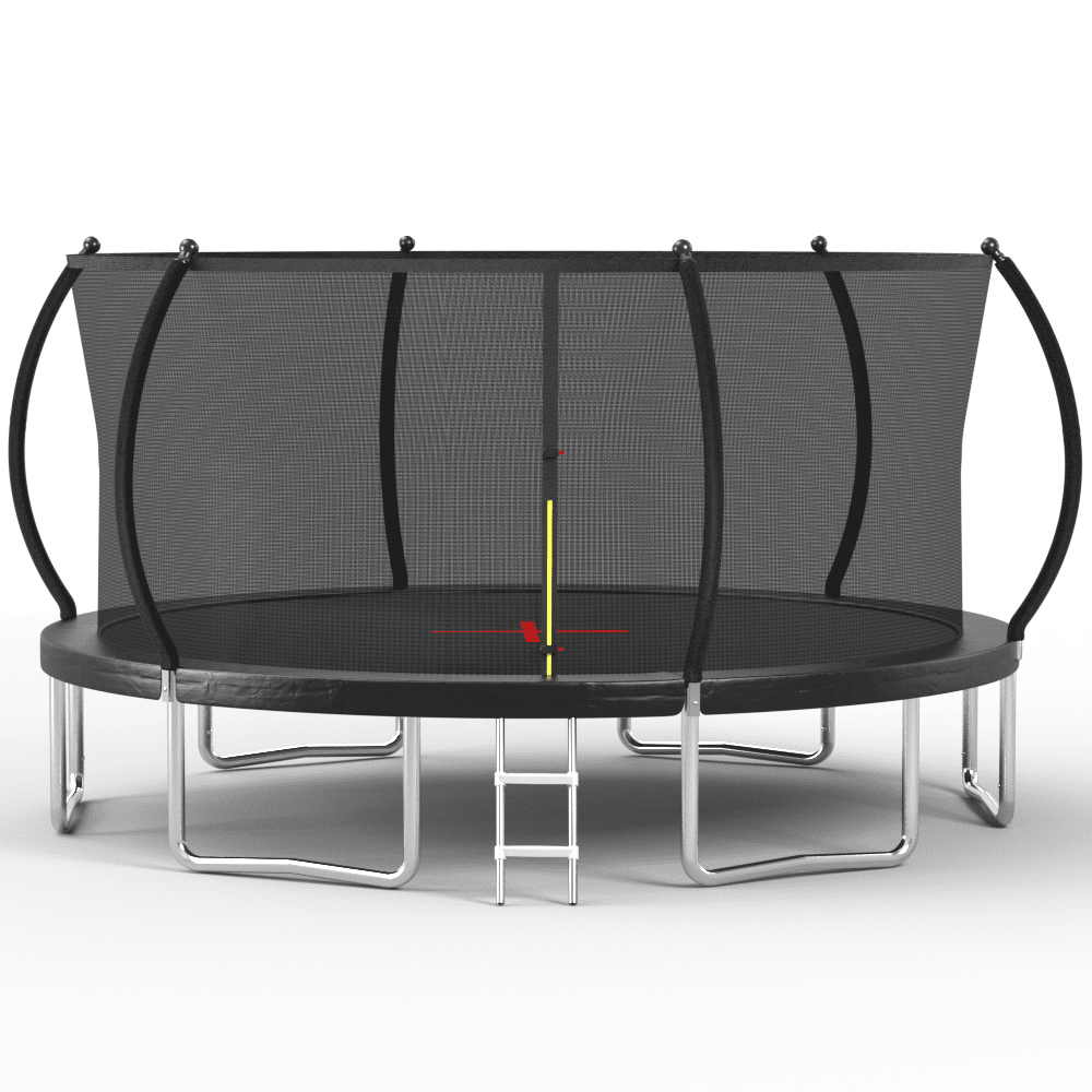 Black 16ft pumpkin-themed trampoline with sturdy steel frame by Anthony & Home, perfect for outdoor fun and exercise.