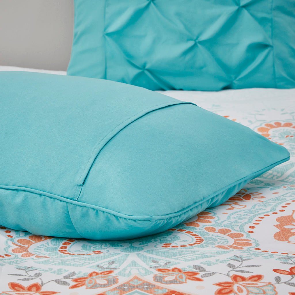 Anthony & Home Queen Boho comforter set with aqua textured finish and matching sheets, showcasing cozy, stylish bedding.