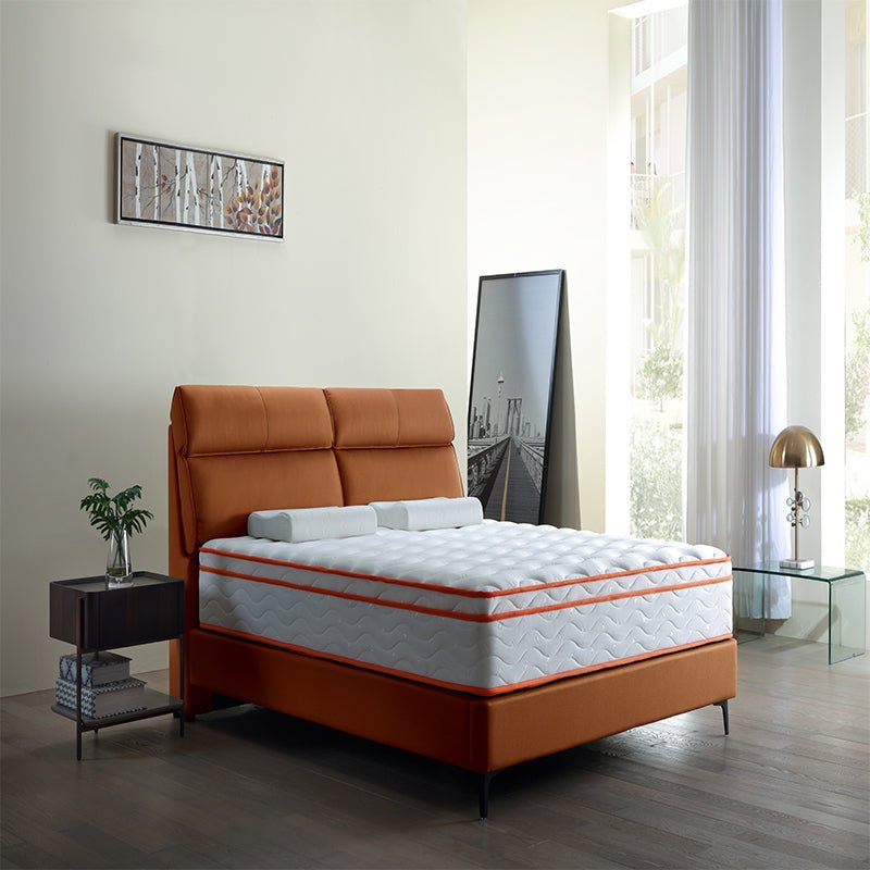 Queen hybrid mattress by Anthony & Home with memory foam, showcasing the plush surface and supportive design from the Exclusive Collection.
