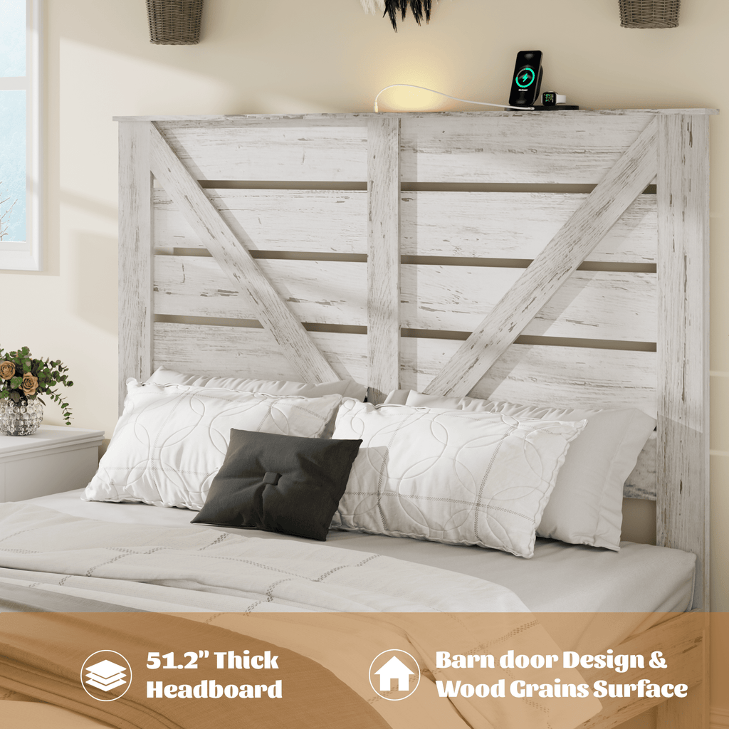 White steel queen platform bed frame with wood accents, noise-free design, no box spring, from Anthony & Home Atelier Edition.