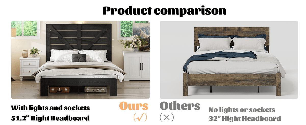 Black Queen Wood Frame Platform Bed with Storage from Anthony & Home, showcasing a modern bedroom setup with clean lines and built-in storage.