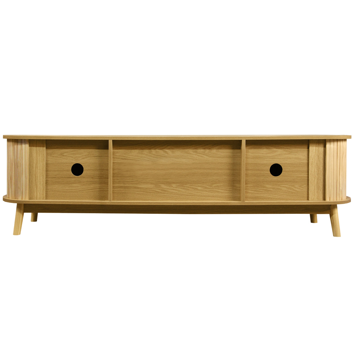 Anthony & Home rattan television console studio with open shelves and natural woven rattan design for modern living room decor