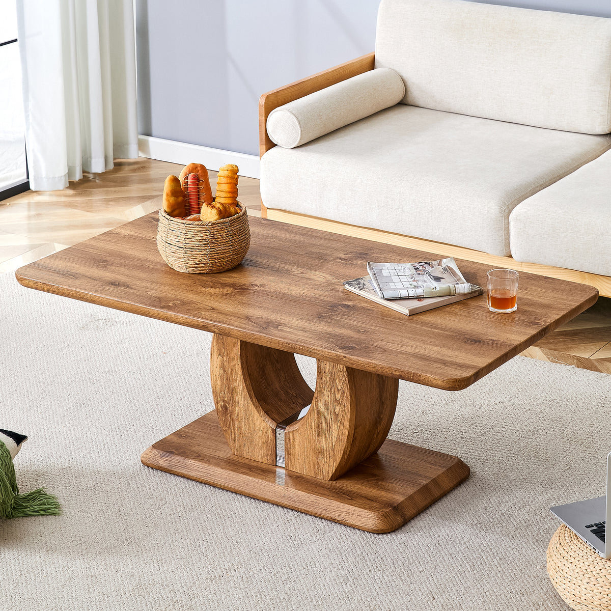 Rectangular wooden coffee table by Anthony & Home with MDF finish, limited edition, showcasing a sleek modern design.