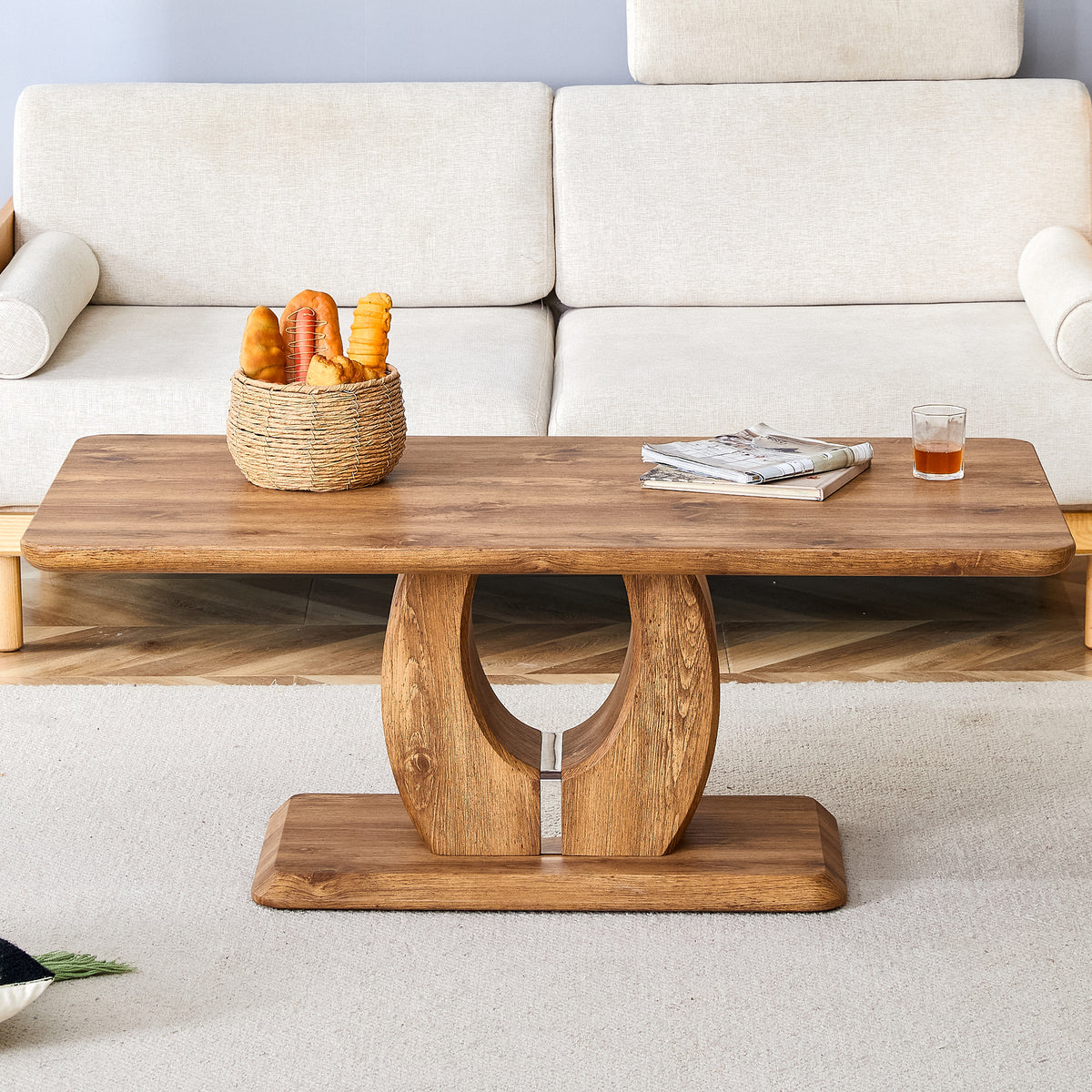 Rectangular coffee table with wood finish MDF surface from Anthony & Home, limited edition modern living room furniture.