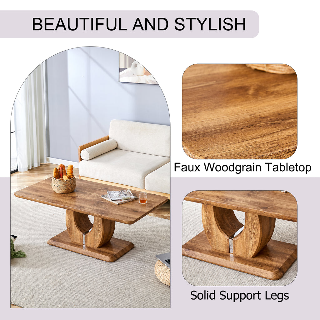 Rectangular coffee table with wood finish MDF surface from Anthony & Home, showcasing a sleek, modern design.