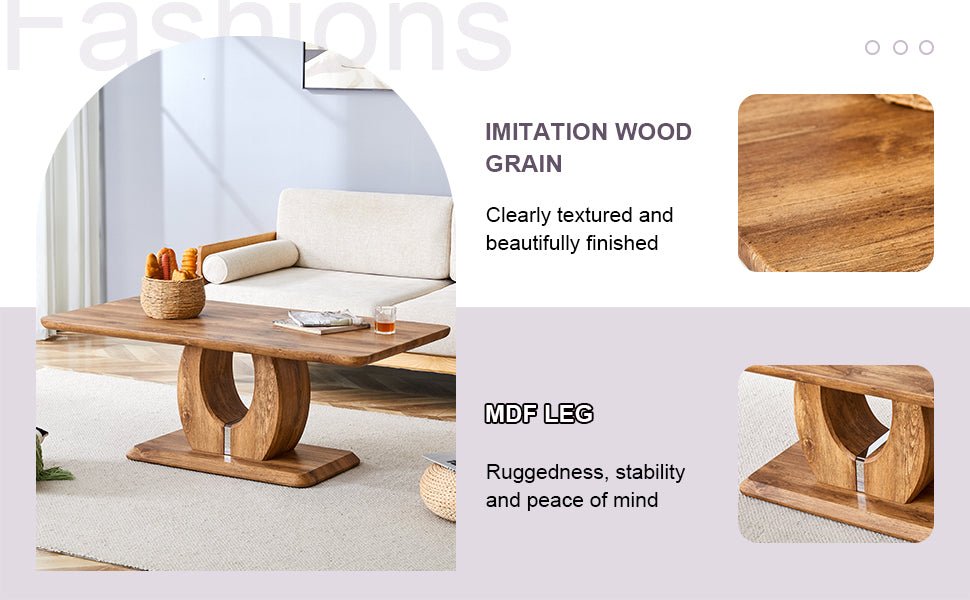 Rectangular wood finish MDF coffee table by Anthony & Home, featuring a sleek, modern design for contemporary living spaces.