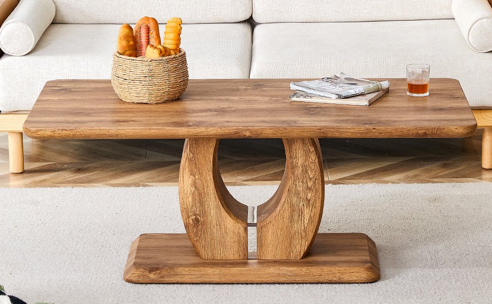Rectangular wood finish MDF coffee table by Anthony & Home, showcasing a sleek, modern design with clean lines.