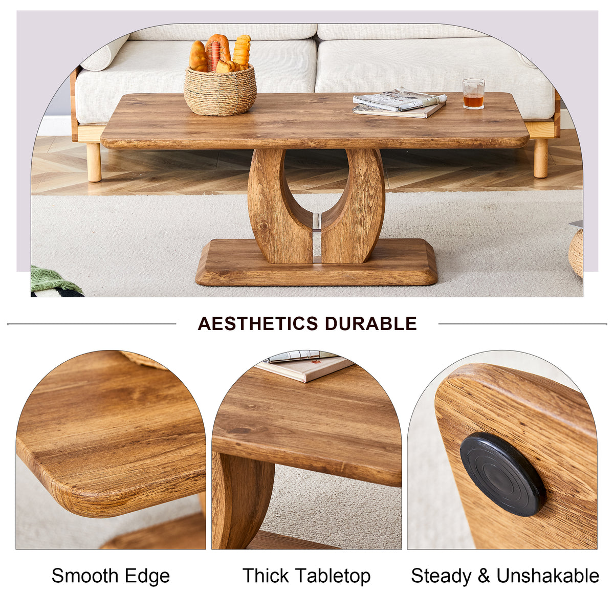 Rectangular wooden coffee table with MDF finish from Anthony & Home, showcasing a sleek, modern design in a limited edition style.