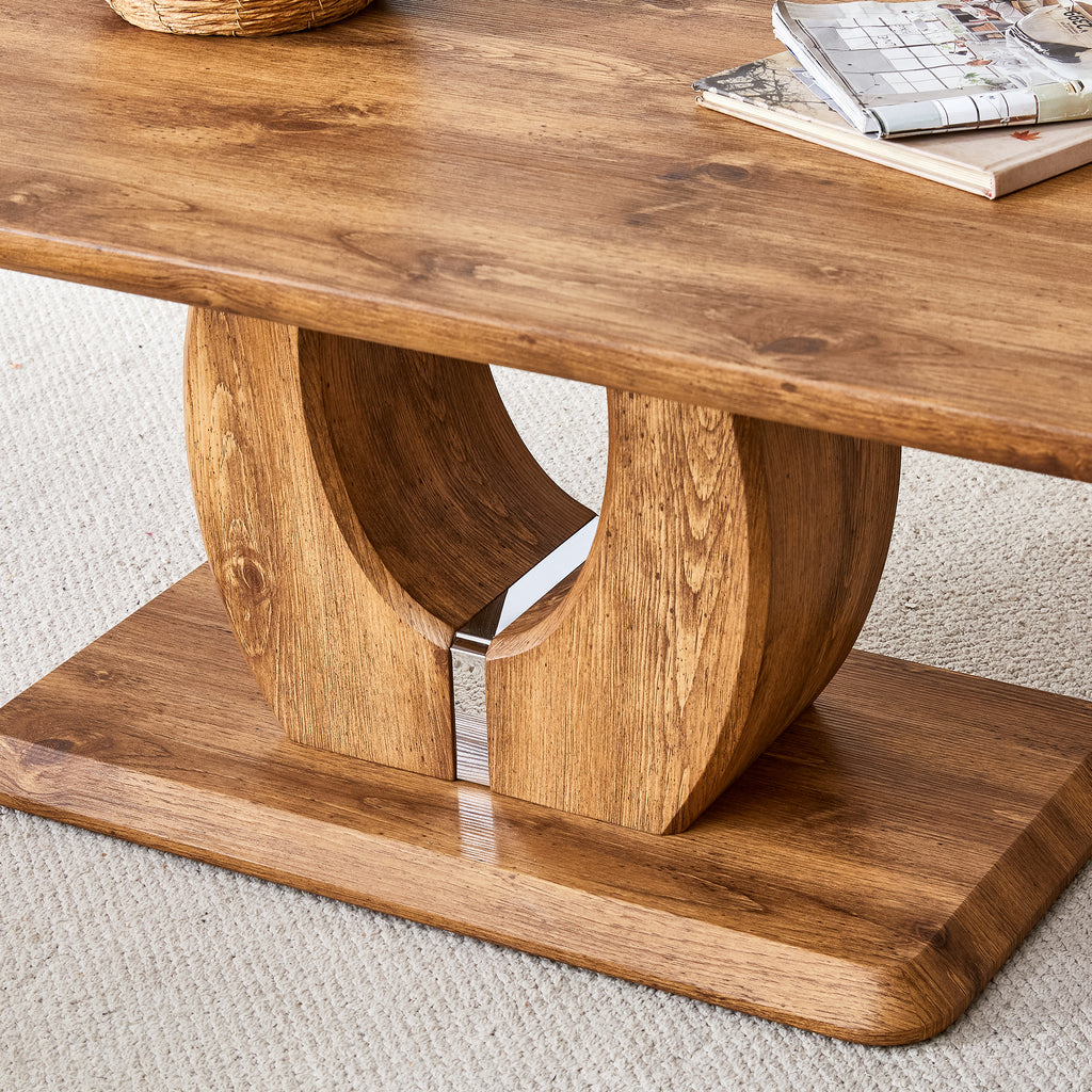 Wood finish rectangular coffee table by Anthony & Home with MDF construction, limited edition design.