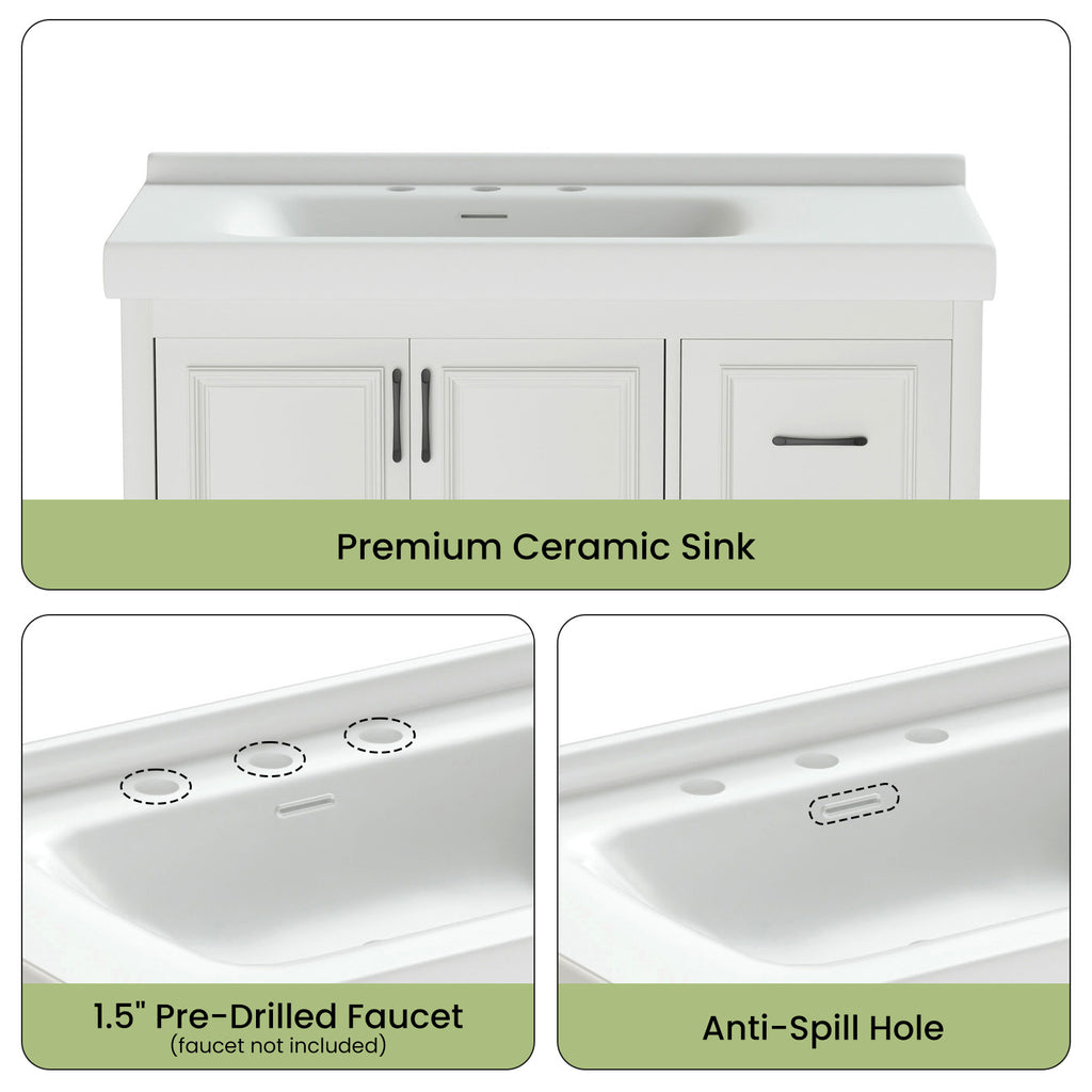 Rectangular porcelain bathroom sink from Anthony & Home, modern countertop design, 36W x 20D for contemporary bathrooms.