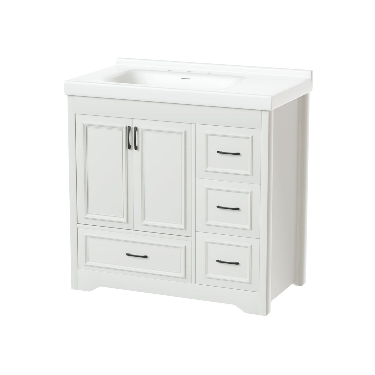 Rectangular porcelain bathroom sink by Anthony & Home with modern countertop design, 36W x 20D, from the Signature Collection.