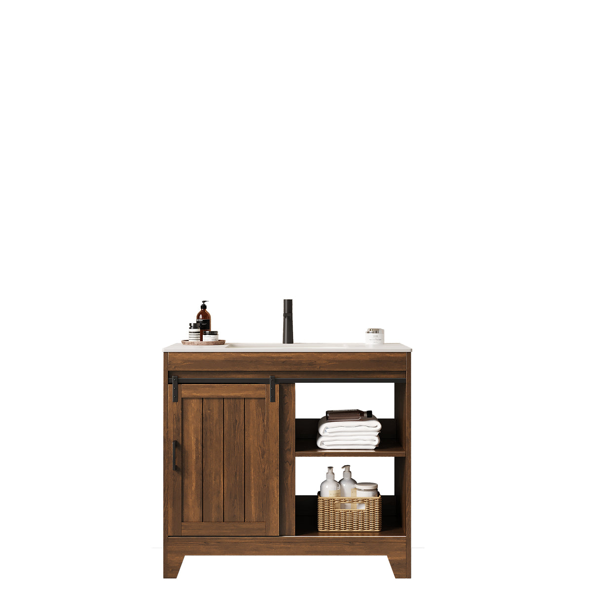 Anthony & Home RIKA Atelier 36-inch bathroom vanity with sintered stone countertop and ceramic basin, modern bathroom furniture