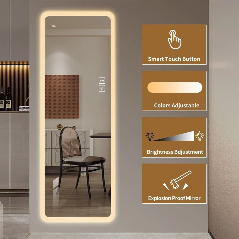 Anthony & Home Rimless LED full-length wall-mounted vanity mirror with 5mm silver glass from the Atelier Collection.