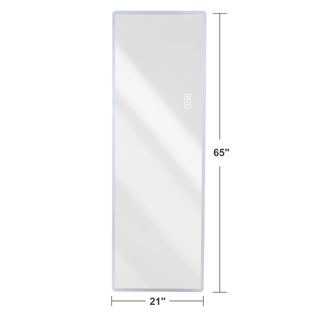 Wall-mounted Anthony & Home Rimless LED vanity mirror with 5mm silver glass, full-length design from the Atelier Collection.