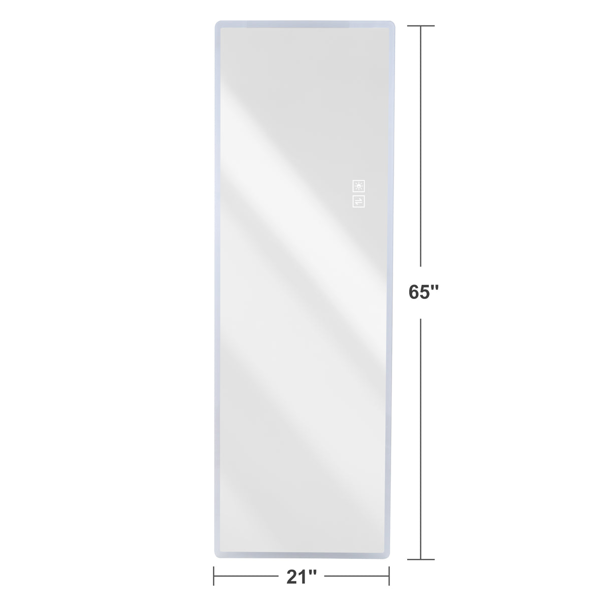 Wall-mounted Anthony & Home Rimless LED vanity mirror with 5mm silver glass, full-length design from the Atelier Collection.