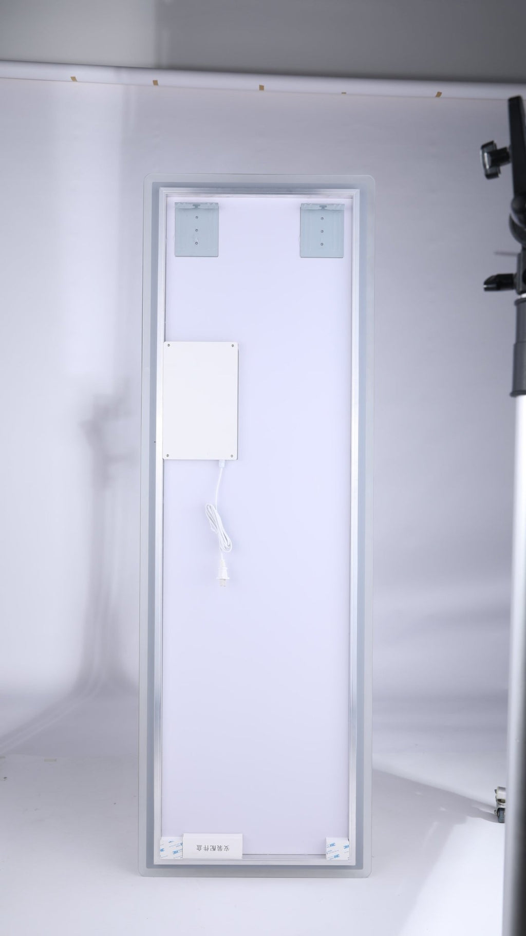 Anthony & Home rimless LED full-length vanity mirror with silver glass, wall-mounted, sleek modern design from the Atelier Collection.