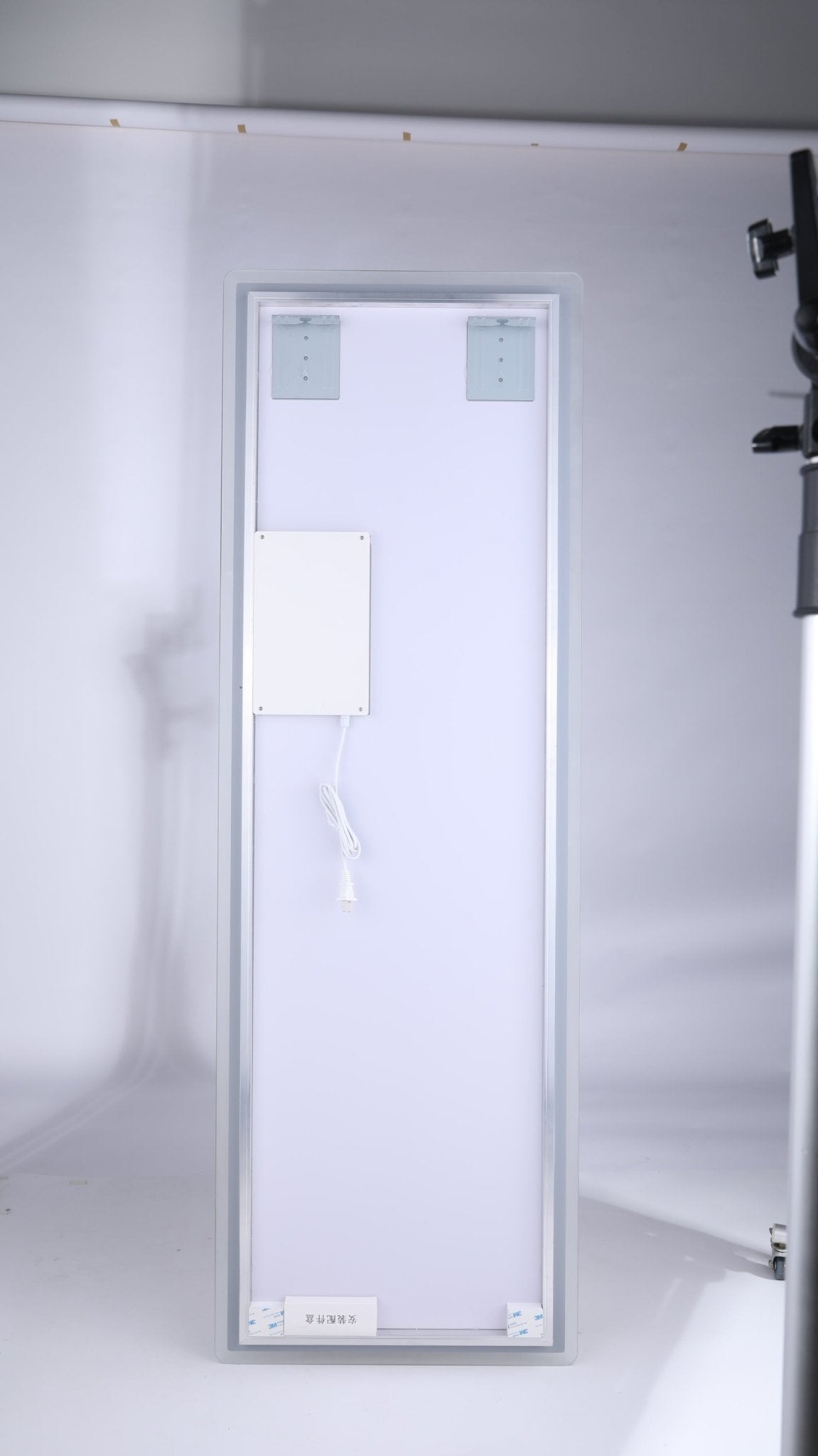 Anthony & Home rimless LED full-length vanity mirror with silver glass, wall-mounted, sleek modern design from the Atelier Collection.