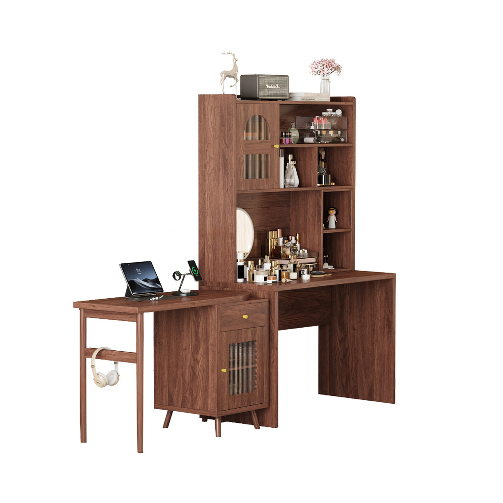 Anthony & Home rotating desk with built-in storage from the Studio Collection, featuring a sleek wooden surface and modern design.
