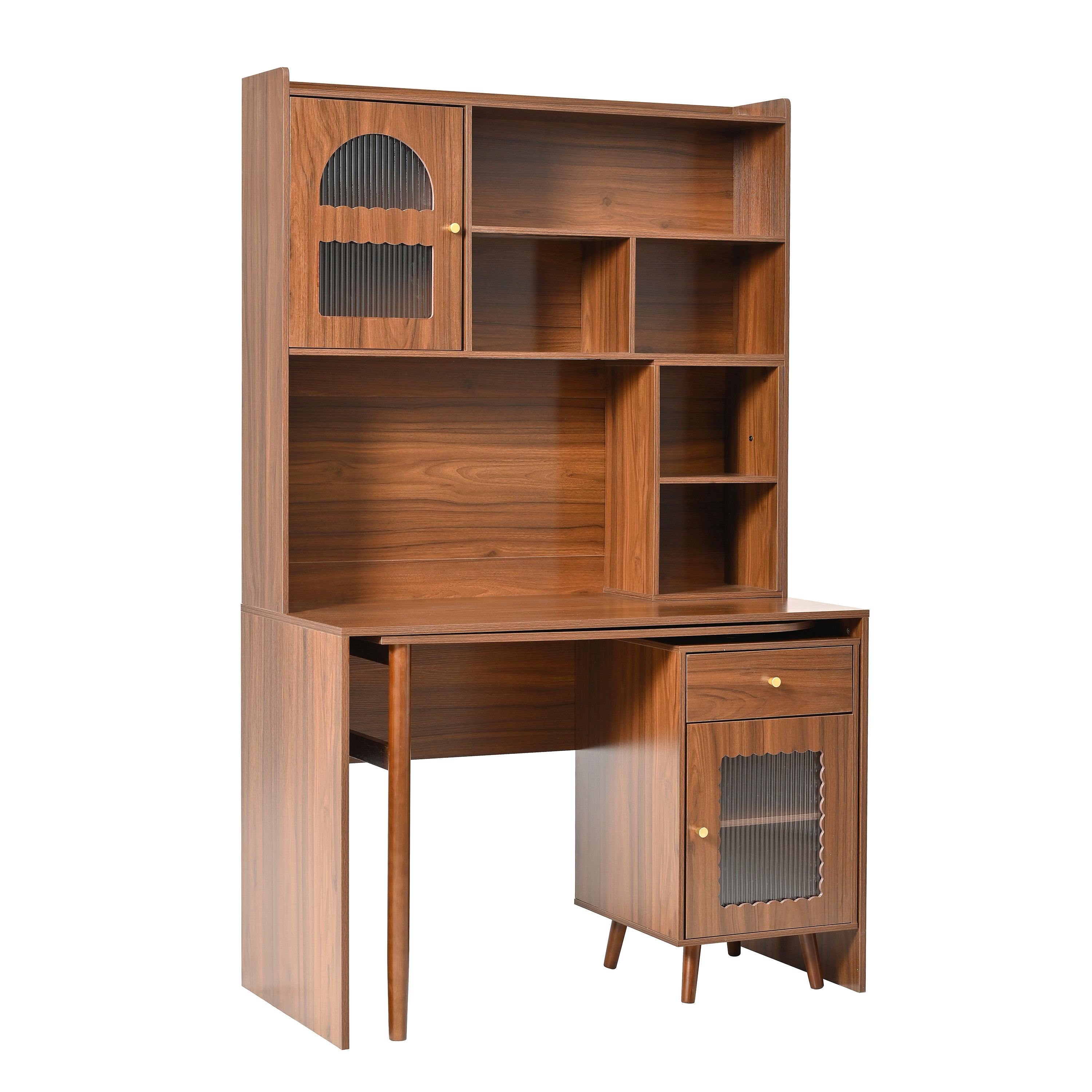 Anthony & Home rotating desk with storage from the Studio Collection, featuring a sleek wooden surface and modern design.