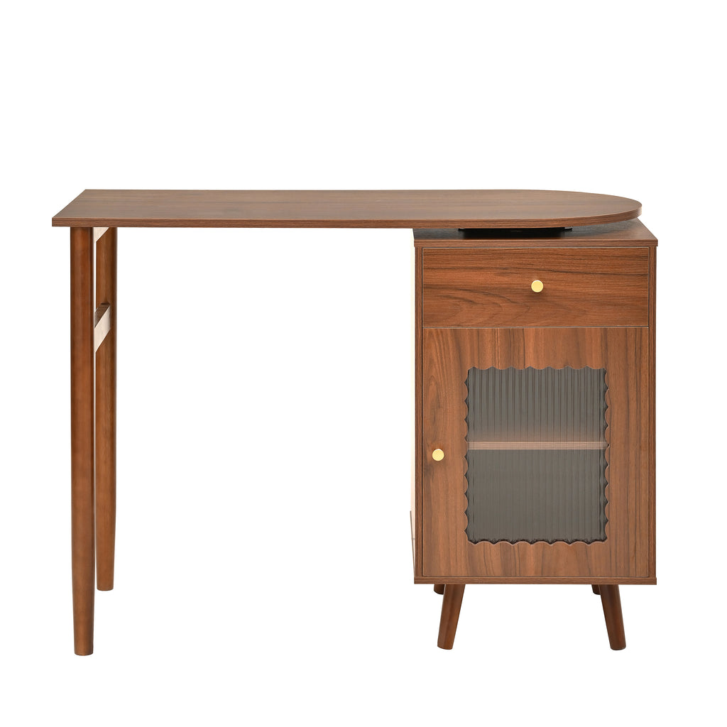 Rotating desk with storage from Anthony & Home Studio Collection, featuring a circular tabletop and integrated storage compartments.