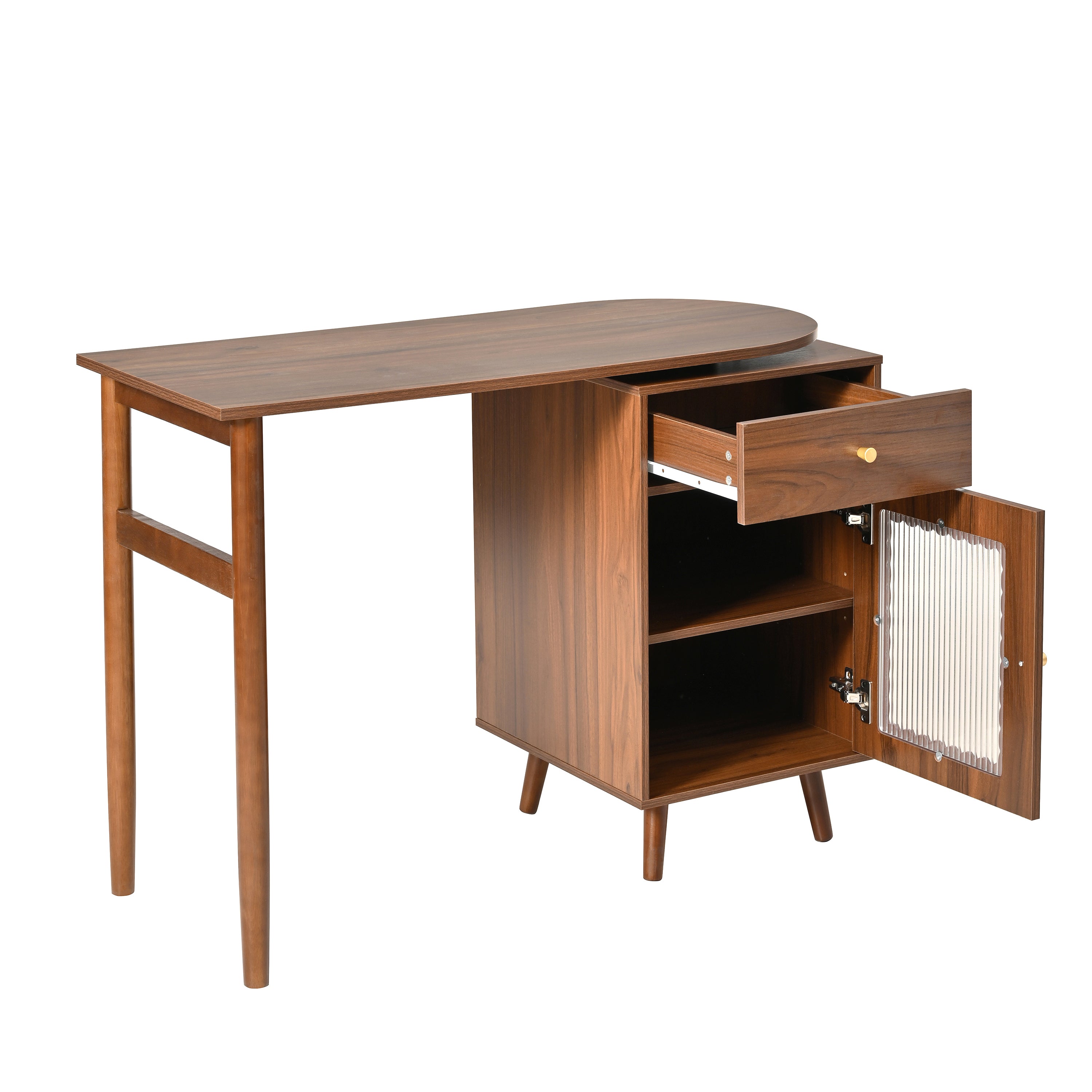 Anthony & Home rotating desk with built-in storage from the Studio Collection, featuring a sleek, modern design with workspace and storage.