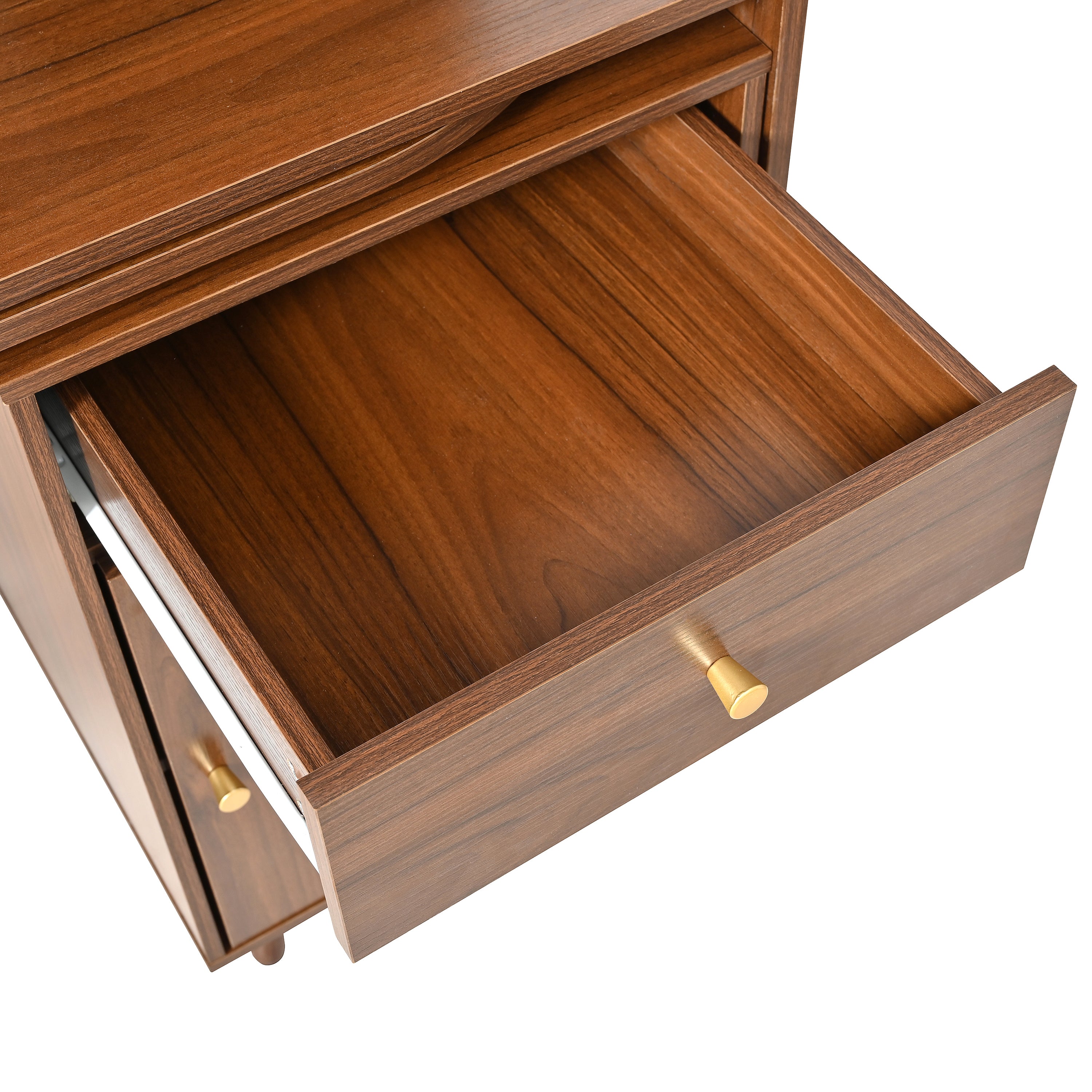 Anthony & Home rotating desk with storage from the Studio Collection, featuring a circular surface and built-in storage compartments.