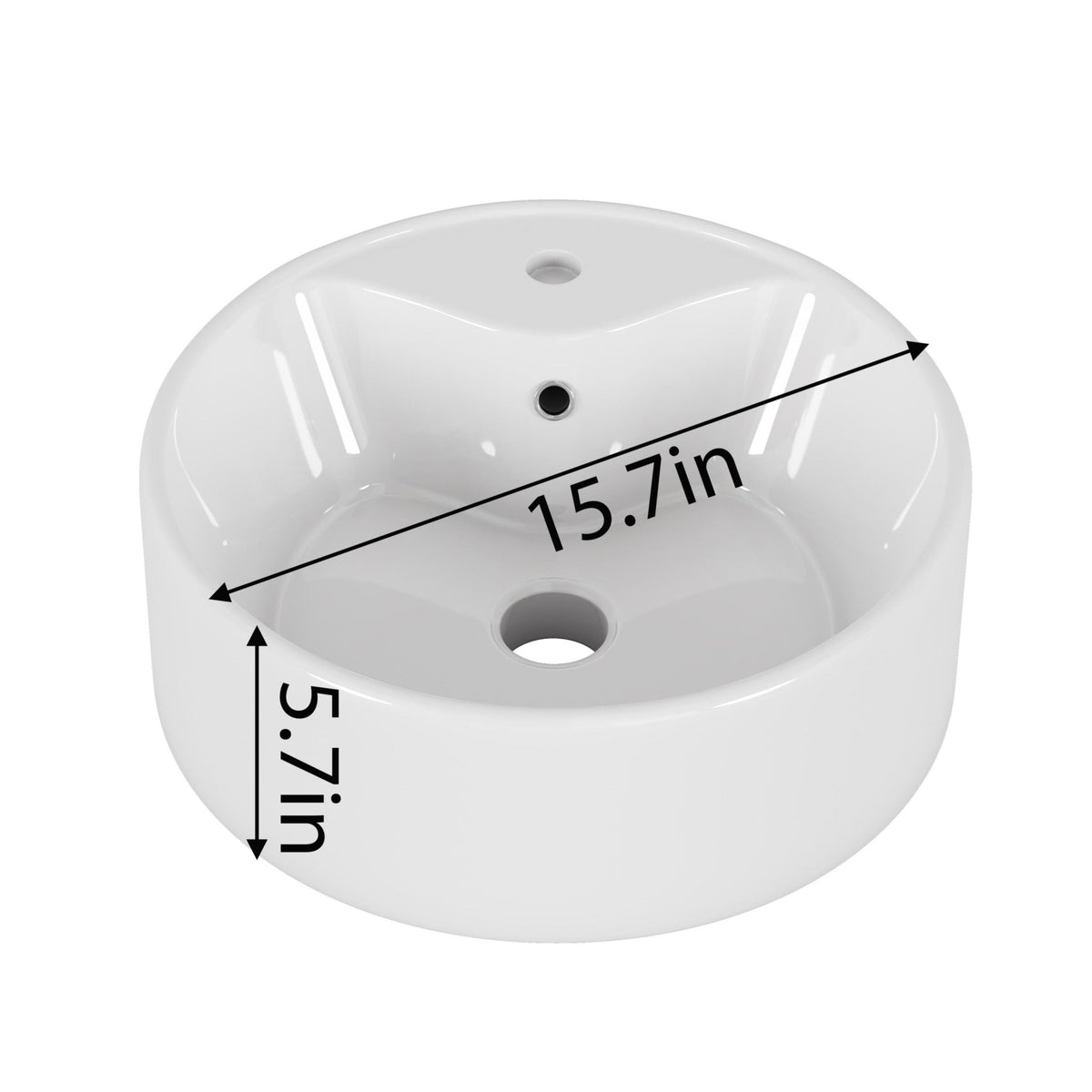 Round ceramic vessel sink in glossy white by Anthony & Home, showcasing a smooth, modern bathroom fixture with a sleek design.
