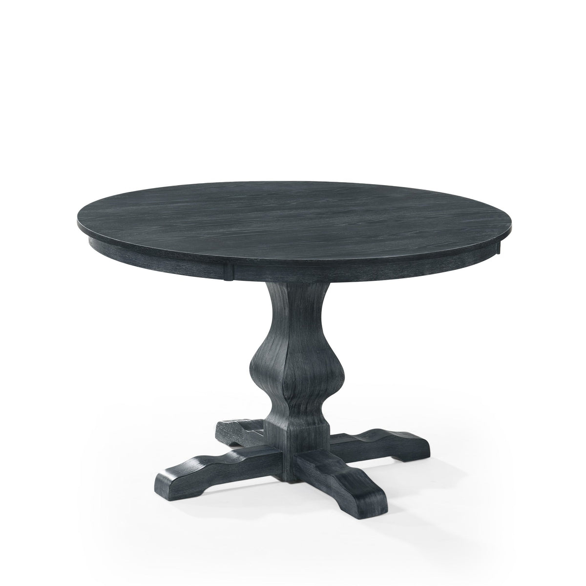 Round dining table in espresso rubberwood with a smooth surface, designed by Anthony & Home, limited edition kitchen furniture.