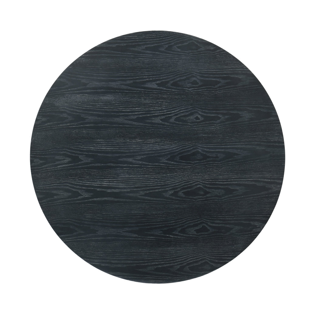 Round dining table in espresso rubberwood with a sleek finish, designed by Anthony & Home for stylish dining spaces.
