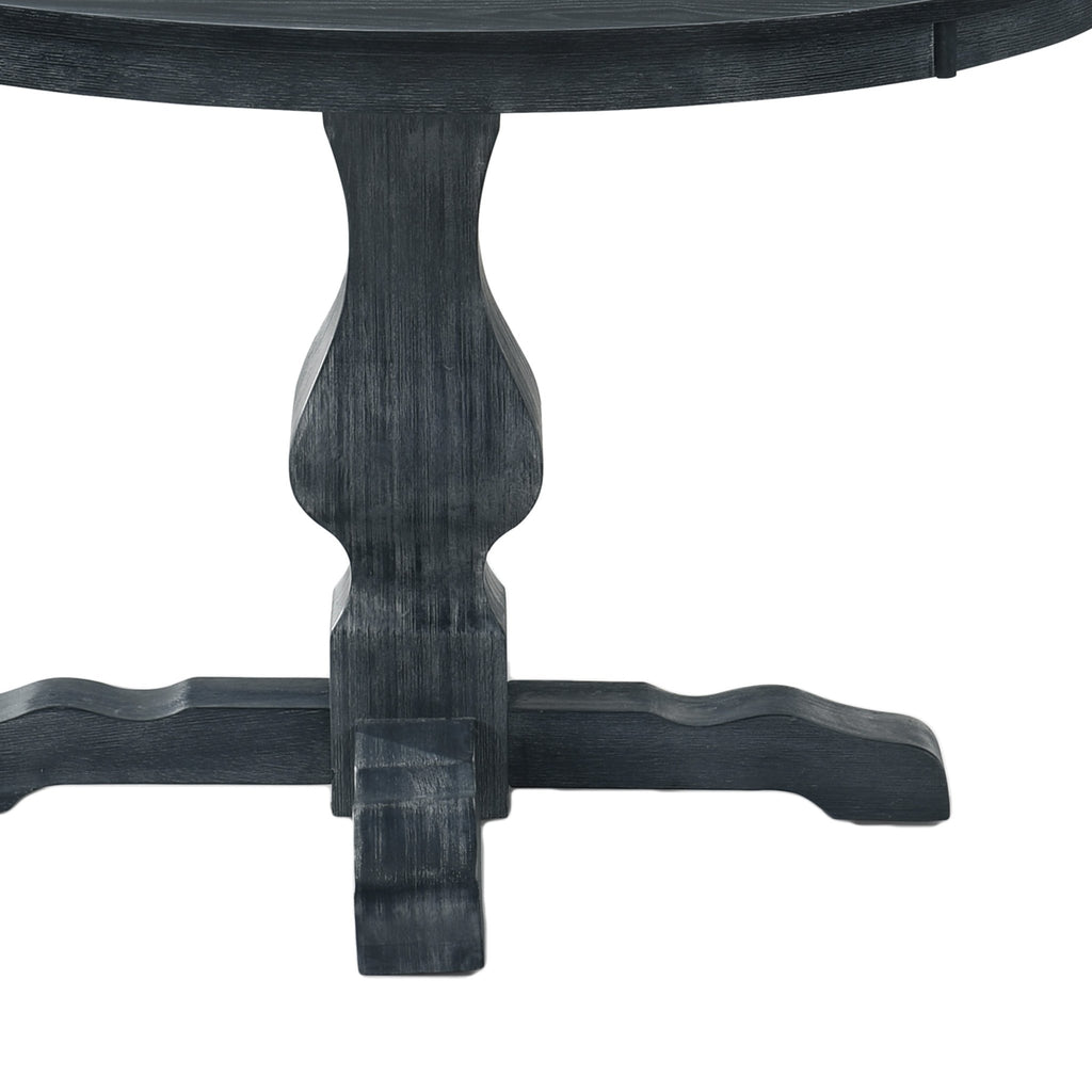 Round dining table in espresso rubberwood with a sleek finish, designed by Anthony & Home for a modern dining space.