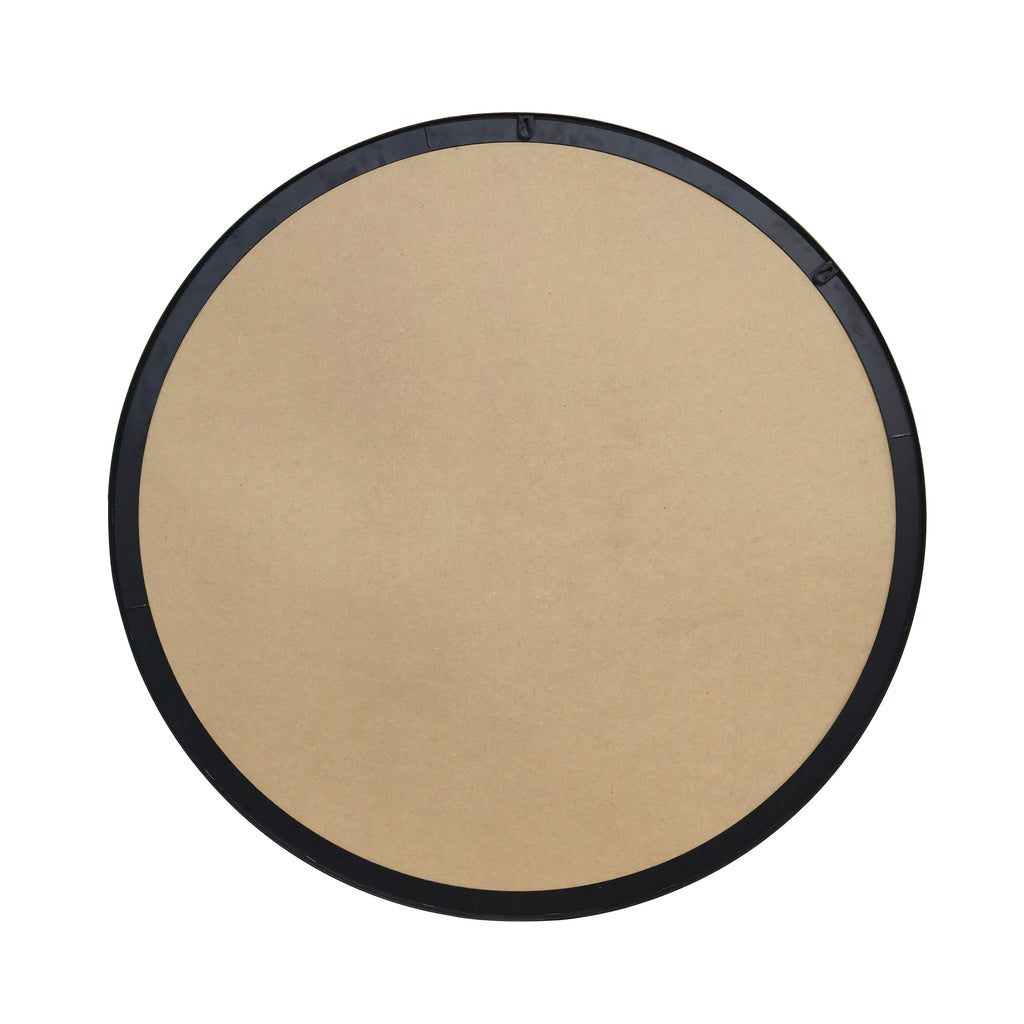 Round wall mirror with brushed brass frame by Anthony & Home, showcasing a stylish and modern bathroom or living room decor piece.