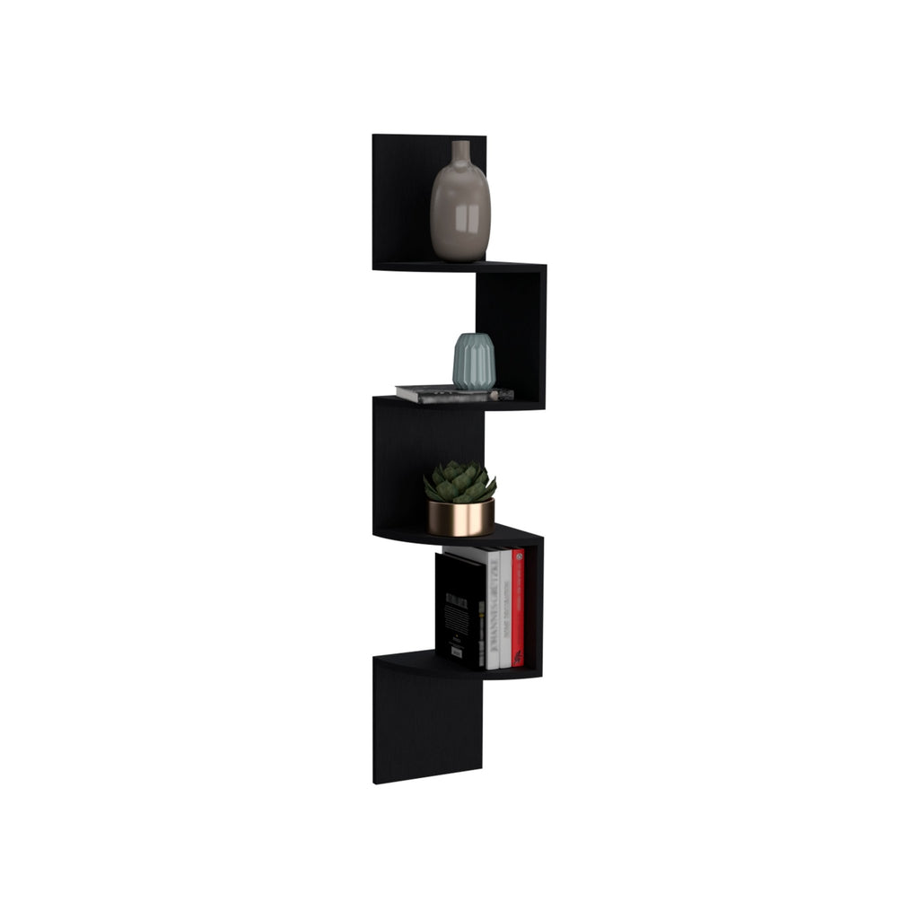 Anthony & Home Roy corner floating shelf in pine, showcasing a sleek, modern design perfect for wall storage and decoration.
