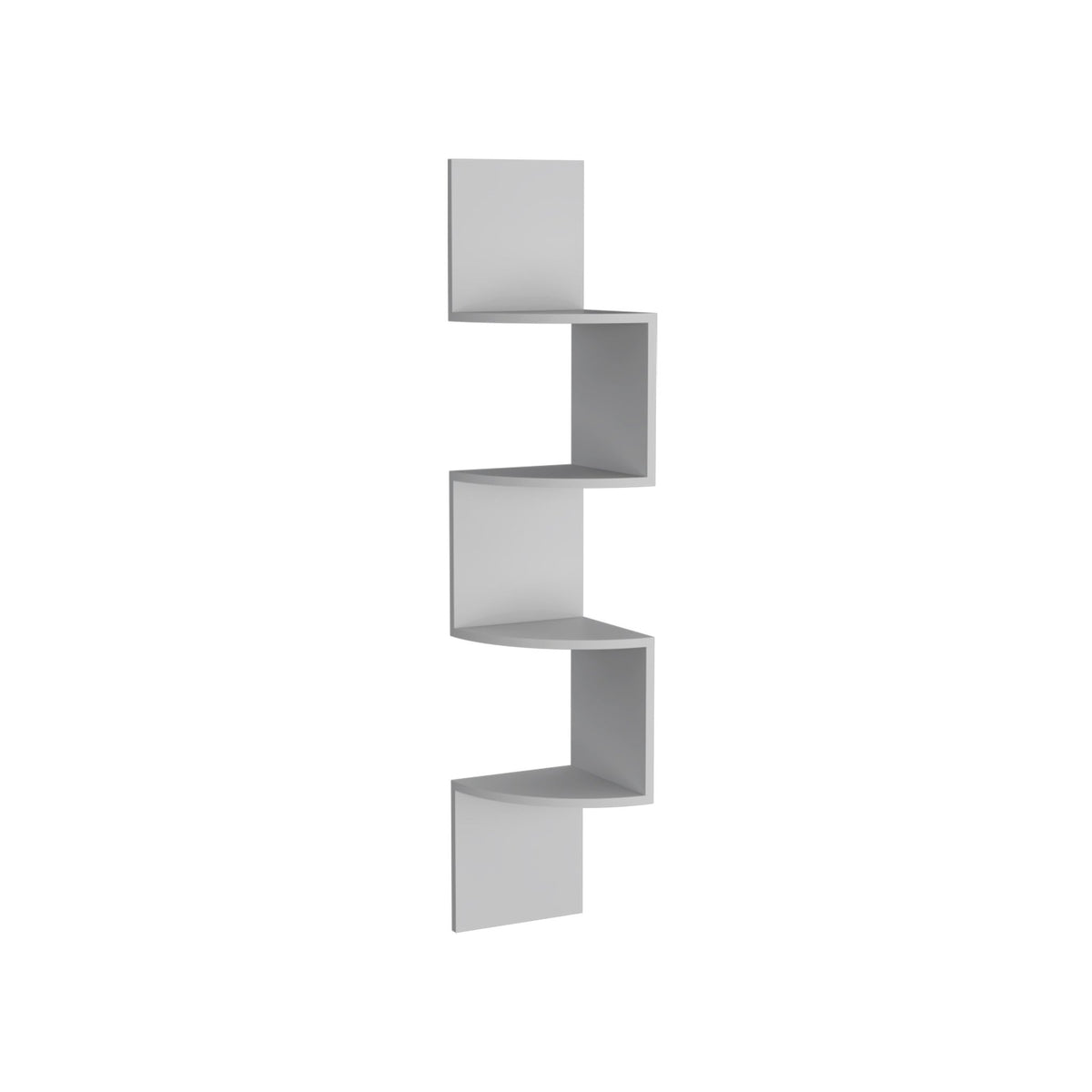 White Roy corner floating shelf by Anthony & Home mounted on wall, showcasing sleek modern design with clean edges.