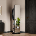 Rubberwood full-length mirror with 360-degree rotating stand, designed by Anthony & Home for versatile full-body reflection.