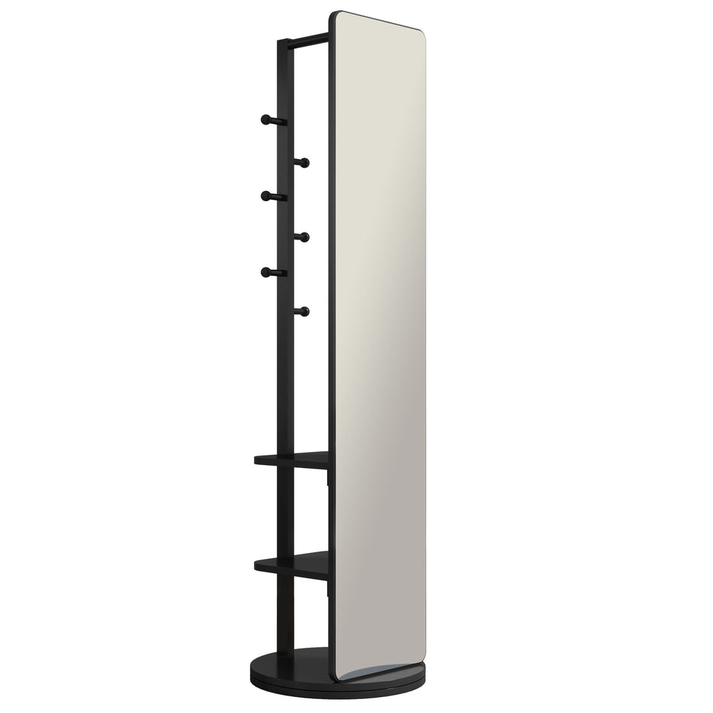 Rubberwood 360-degree rotating full-length mirror by Anthony & Home, showcasing its sleek wooden frame and adjustable design.