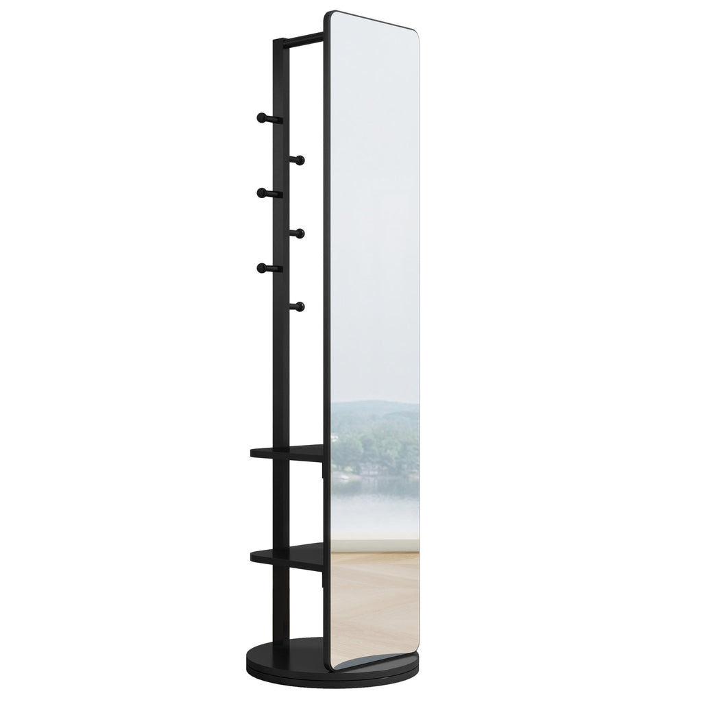 Anthony & Home rubberwood full length mirror with 360-degree rotation, showcasing a sleek, modern design for full body reflection.