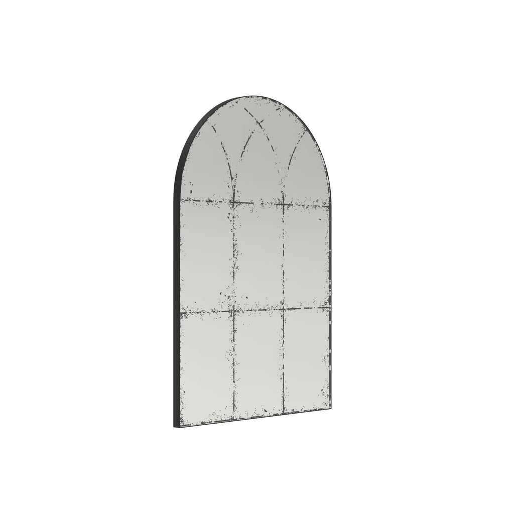 Semicircular wall-mounted mirror with brushed brass finish, ideal for living room decor by Anthony & Home