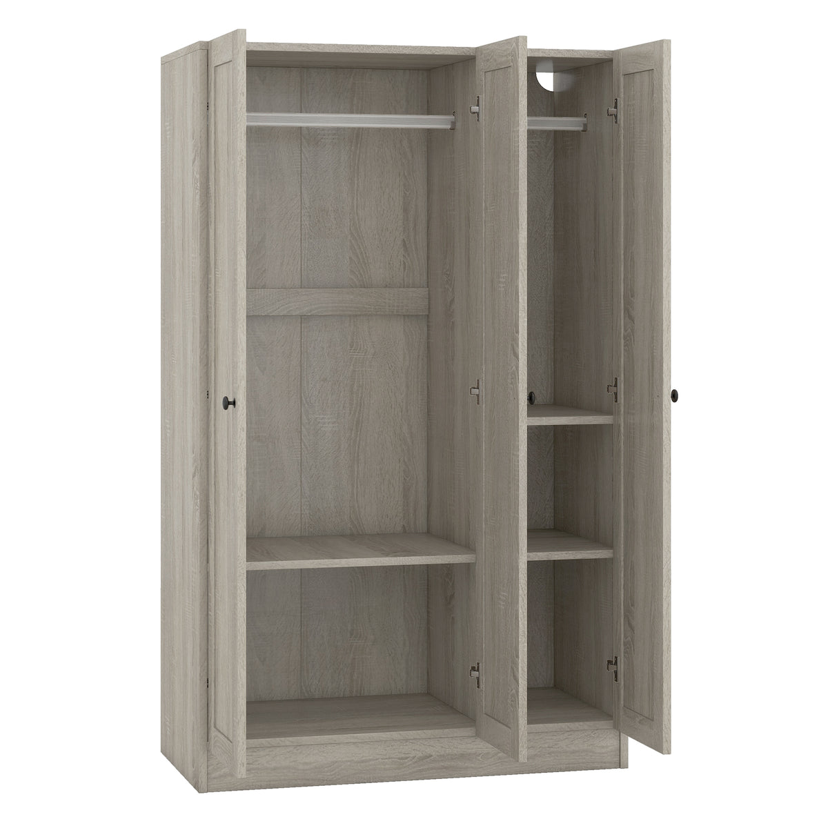Gray three-door wardrobe from Anthony & Home's Shutter Collection, featuring sleek design and modern storage with clean lines.