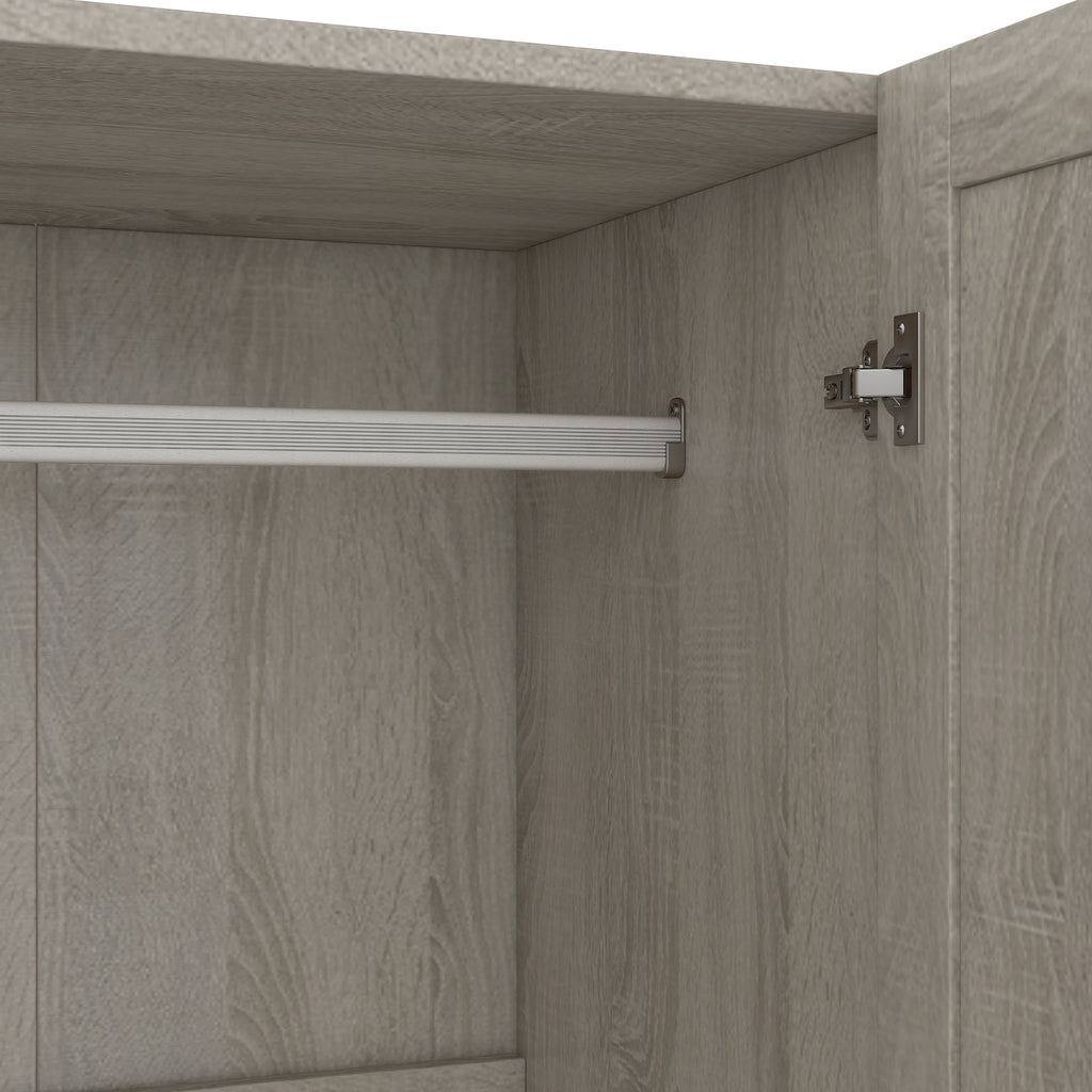 Gray three-door wardrobe from Anthony & Home's Shutter Collection, featuring a modern design and ample storage space.