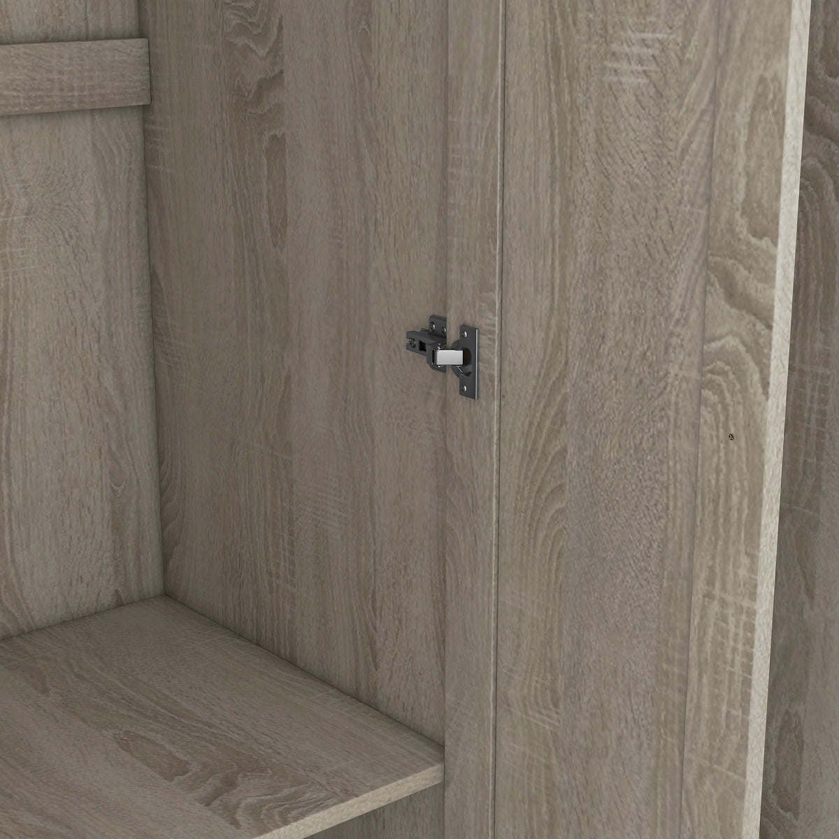 Gray three-door wardrobe from the Shutter Collection by Anthony & Home, featuring a modern design with sleek doors.