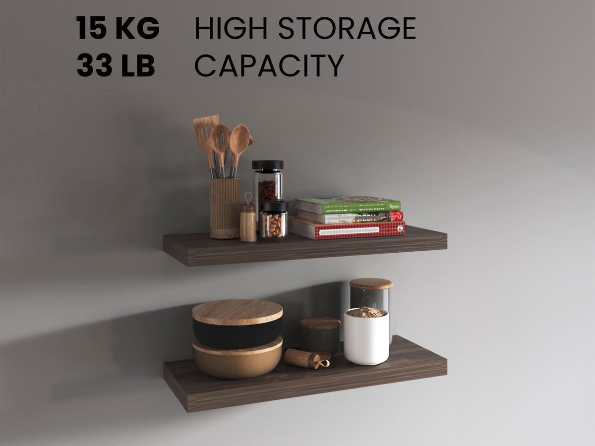 Sienna Floating Shelves from Anthony & Home Signature Collection, wood wall-mounted shelves with a modern design and natural finish.
