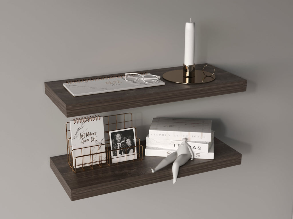 Sienna Floating Shelves from Anthony & Home Signature Collection, showcasing modern wooden wall-mounted shelves with a smooth finish.