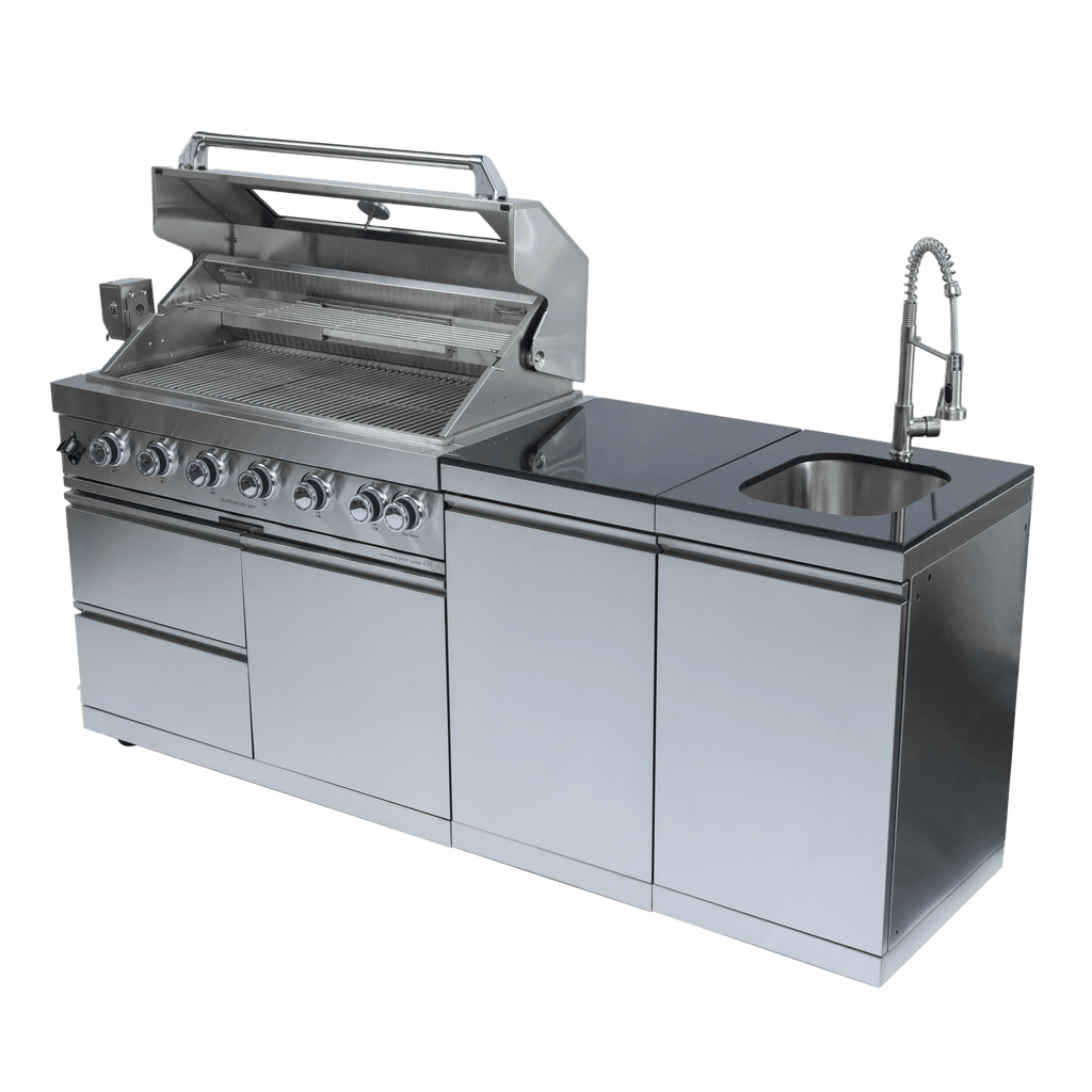 Anthony & Home 43-inch gas outdoor kitchen island with durable granite countertop for outdoor cooking and entertaining.