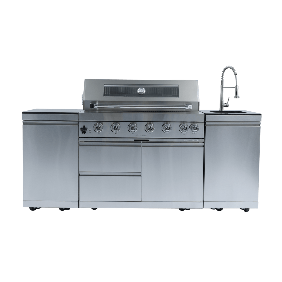 Anthony & Home Signature 43-Inch Gas Outdoor Kitchen Island with granite countertop and built-in grill for outdoor cooking.