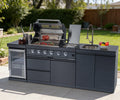 Anthony & Home 46-inch gas outdoor kitchen island with granite countertop, featuring built-in grill and storage compartments.